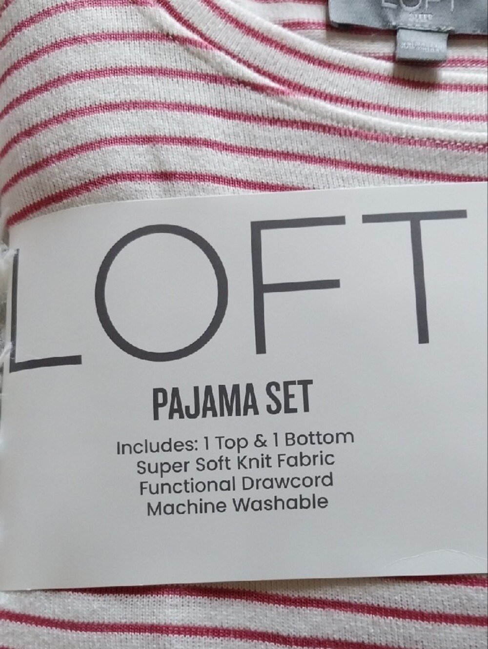 LOFT Pink & White Striped Pajama Set - Picture 3 of 4